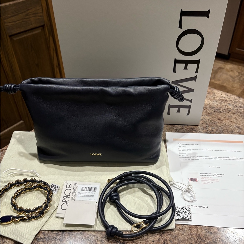 BRAND NEW Loewe Medium Flamenco Purse Dark Ink Purchased Loewe Client Services😍
